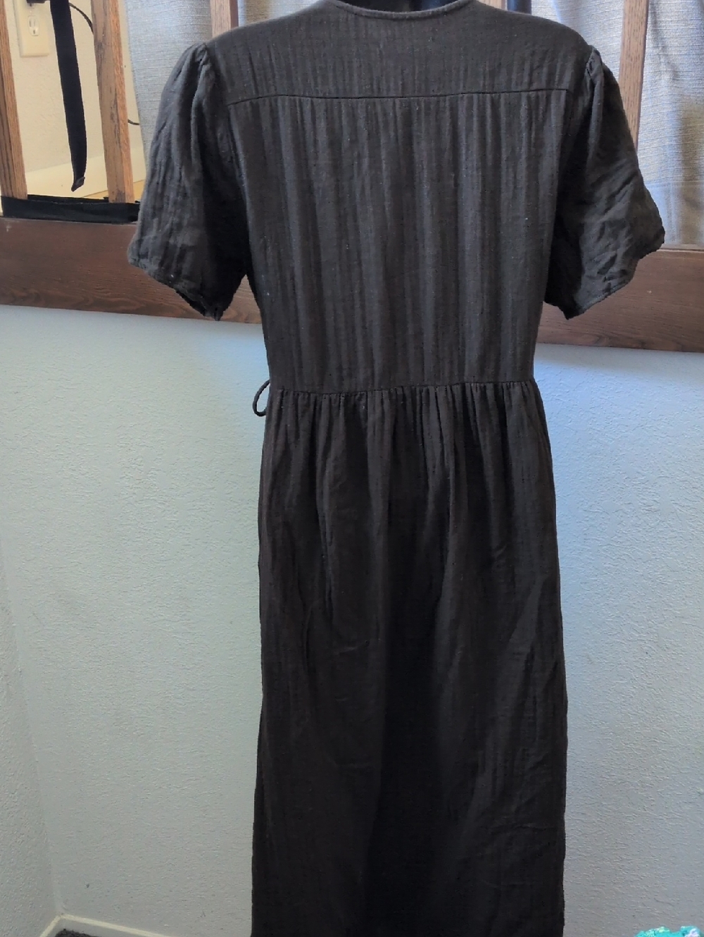 ✨ Neuflora Cotton Wrap Dress In Chocolate Brown Size M - Picture 7 of 11